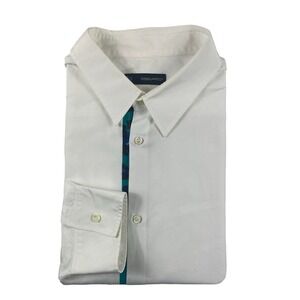 DSQUARED2 White Twill Cotton Blue Purple Camo Button Plaquet Shirt Size 56